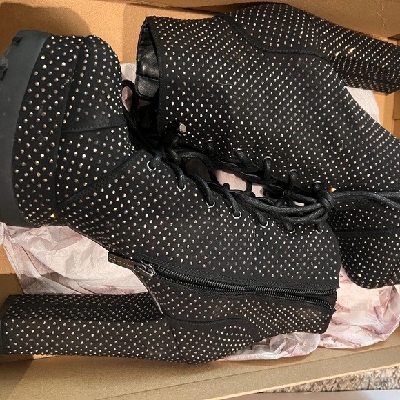 Jessica Simpson black Suede Rhinestone boots - Picture 1 of 9